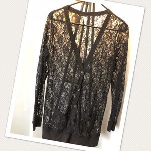 Medium Black Xhilaration Lace Cardigan
